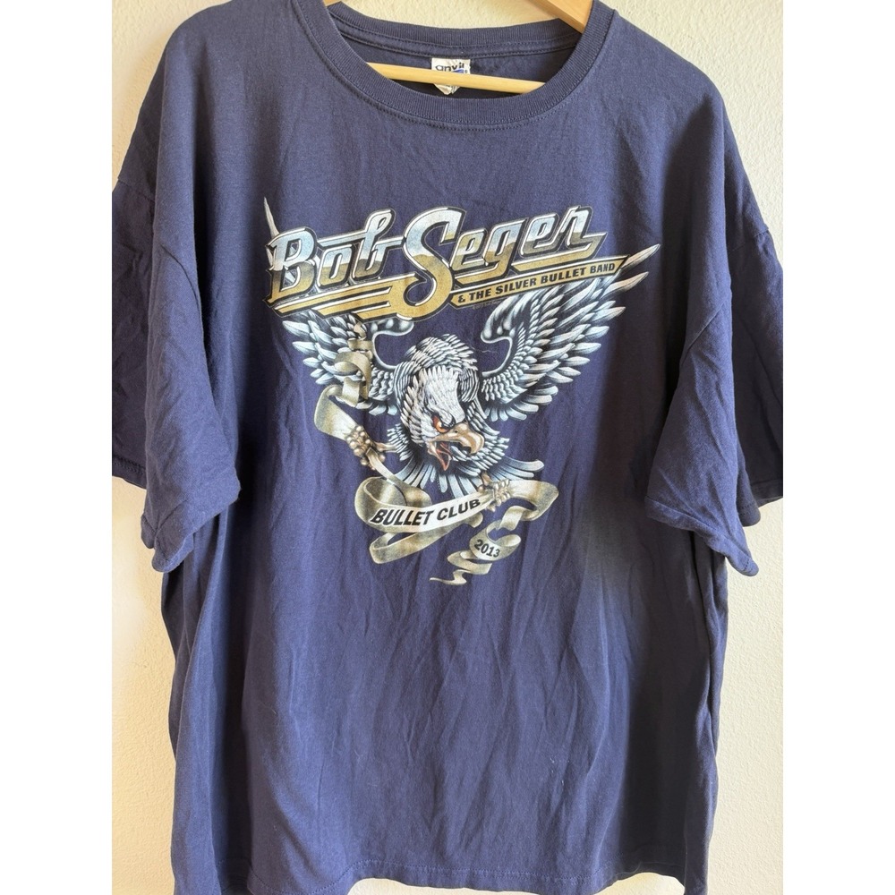 Bob Seger & The Silver Bullet Band Bullet Club 2011 Men's T-Shirt 2X Navy